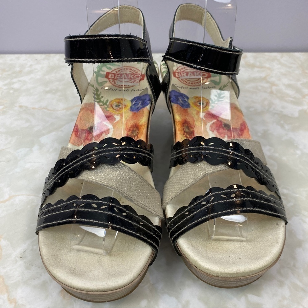 BRAKO Black Patent Leather Sandals Size EU37 - Picture 3 of 8